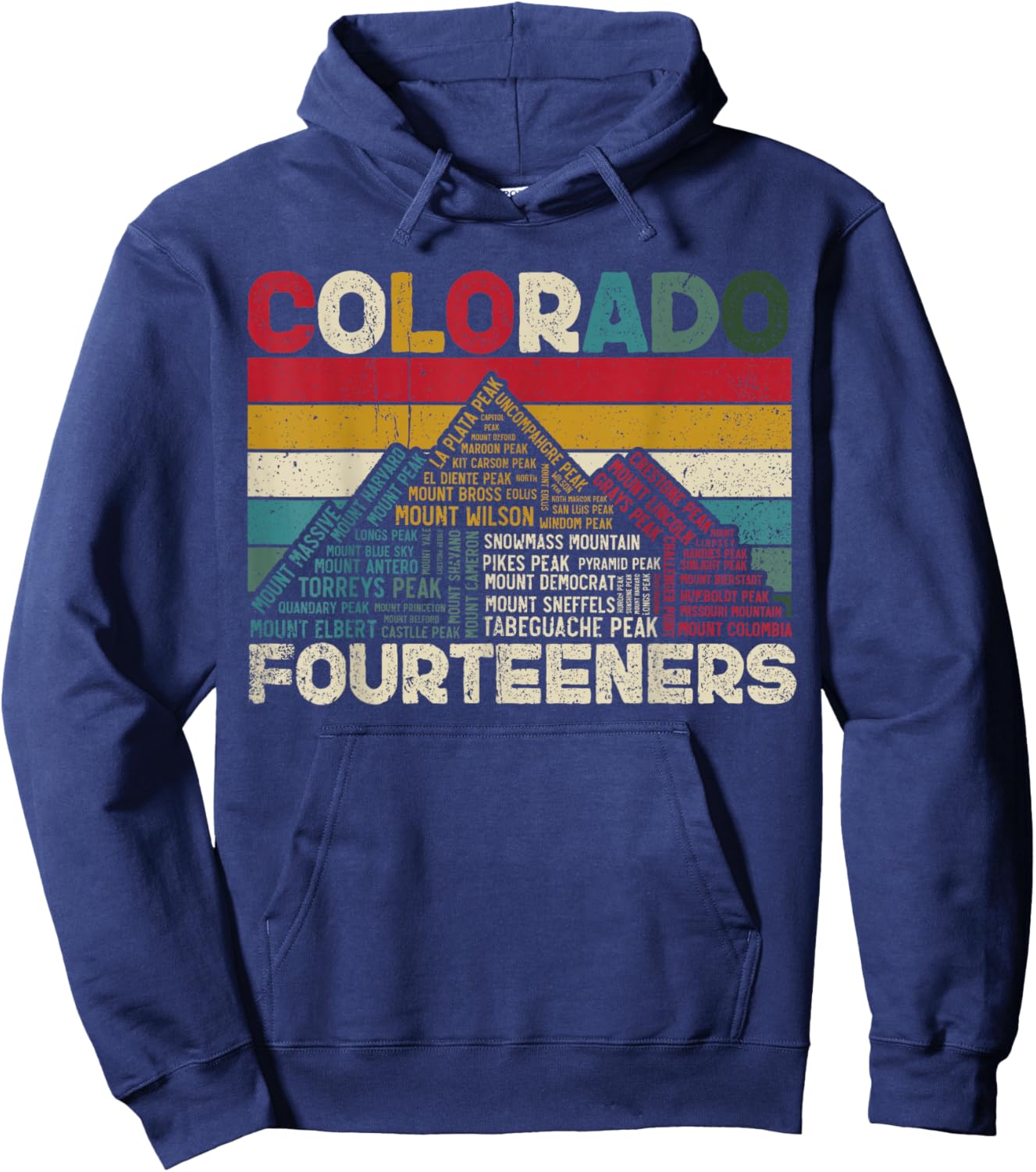 Colorado 14ers - Fourteeners - Rocky Mountain State Hiker Hoodie - Hoodie | Navy
