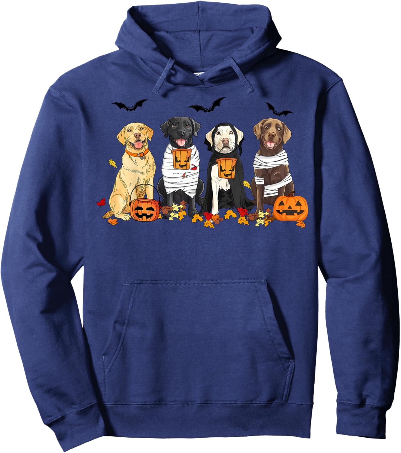 Labrador Retriever Dogs Ghost Witch Mummy Halloween Pumpkins Hoodie - Hoodie | Navy