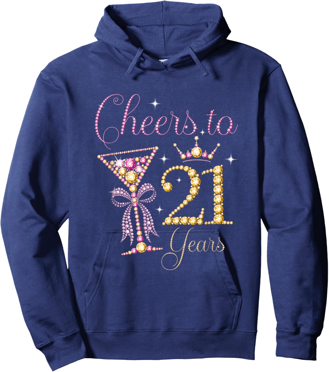 Cheers to 21 Years Coquette Bow 21 st Birthday Girl Hoodie - Hoodie | Navy