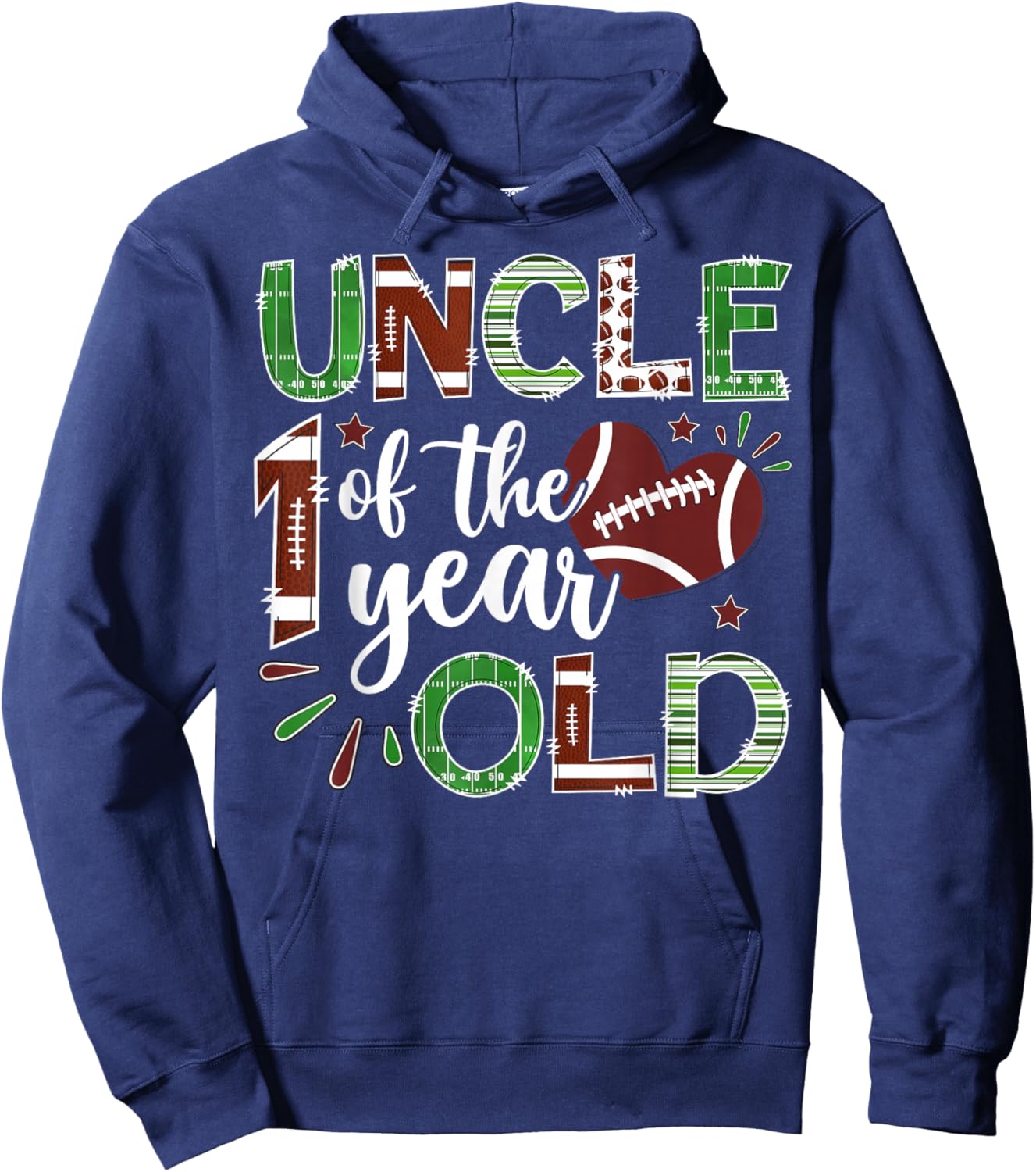 Uncle of The 1 Year Old Football First Birthday Boy Matching Hoodie - Hoodie | Navy