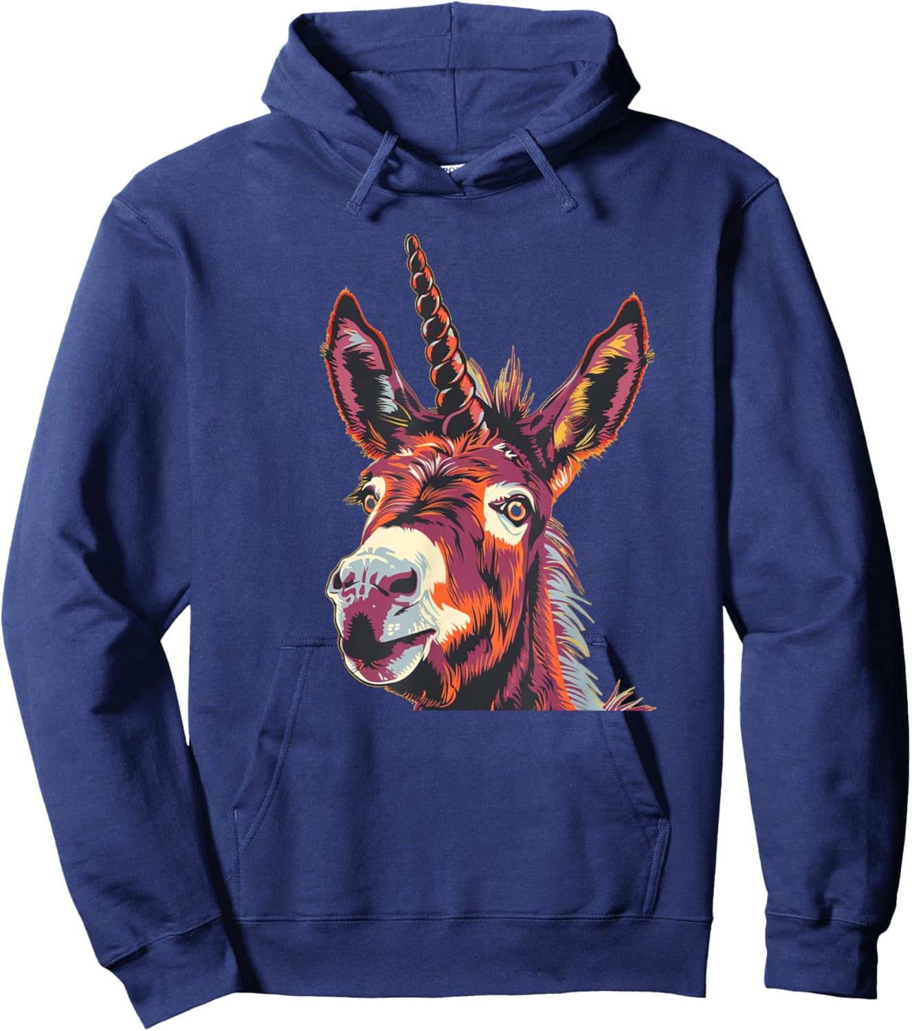 Funny Unicorn Face for Donkey and Horses Lovers Hoodie - Hoodie | Navy