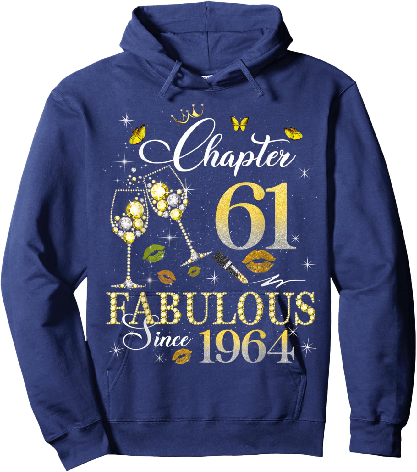 Chapter 61 Fabulous Since 1964 61st Birthday Queen Diamond Hoodie - Hoodie | Navy