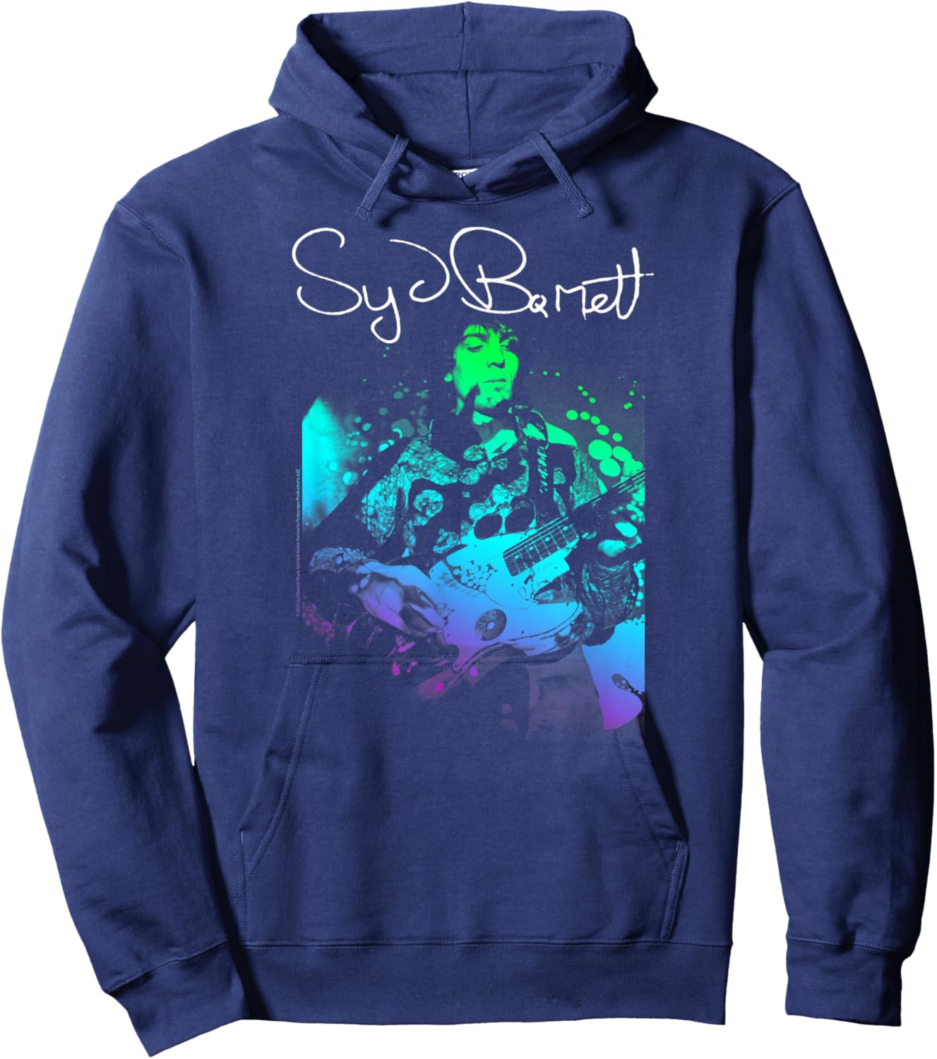 Syd Barret Colorful Portrait with Guitar Hoodie - Hoodie | Navy