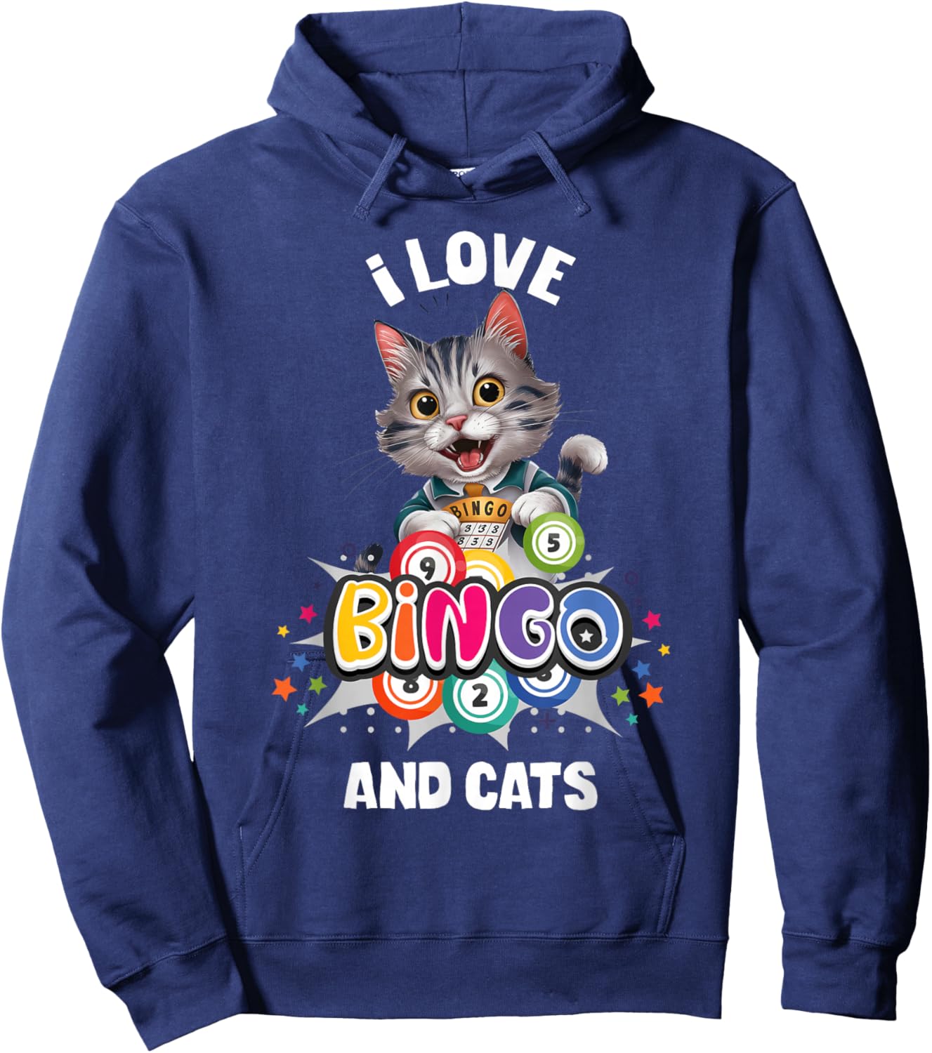 I Love Bingo And Cats Cat Lover Gambling Bingo Squad Hoodie - Hoodie | Navy