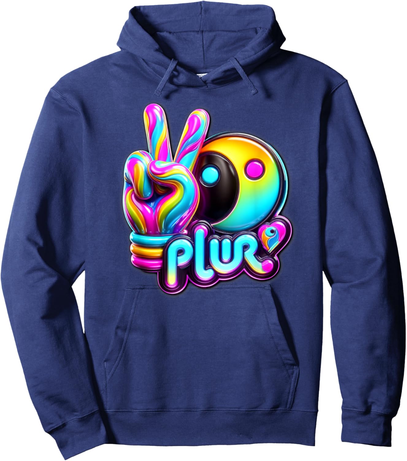 PLUR EDC EDM Rave Dance Music Kandi Vibes Techno Electronic Hoodie - Hoodie | Navy