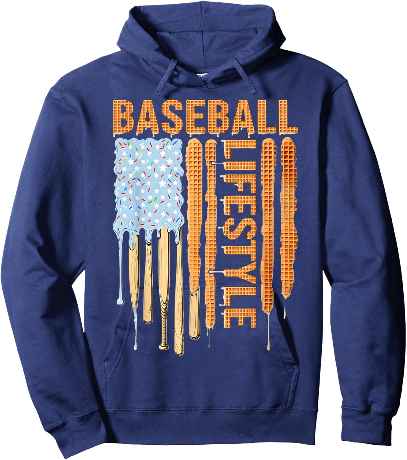 Baseball Life Style 101 Apparel Youth Drip Baseball Hoodie - Hoodie | Navy