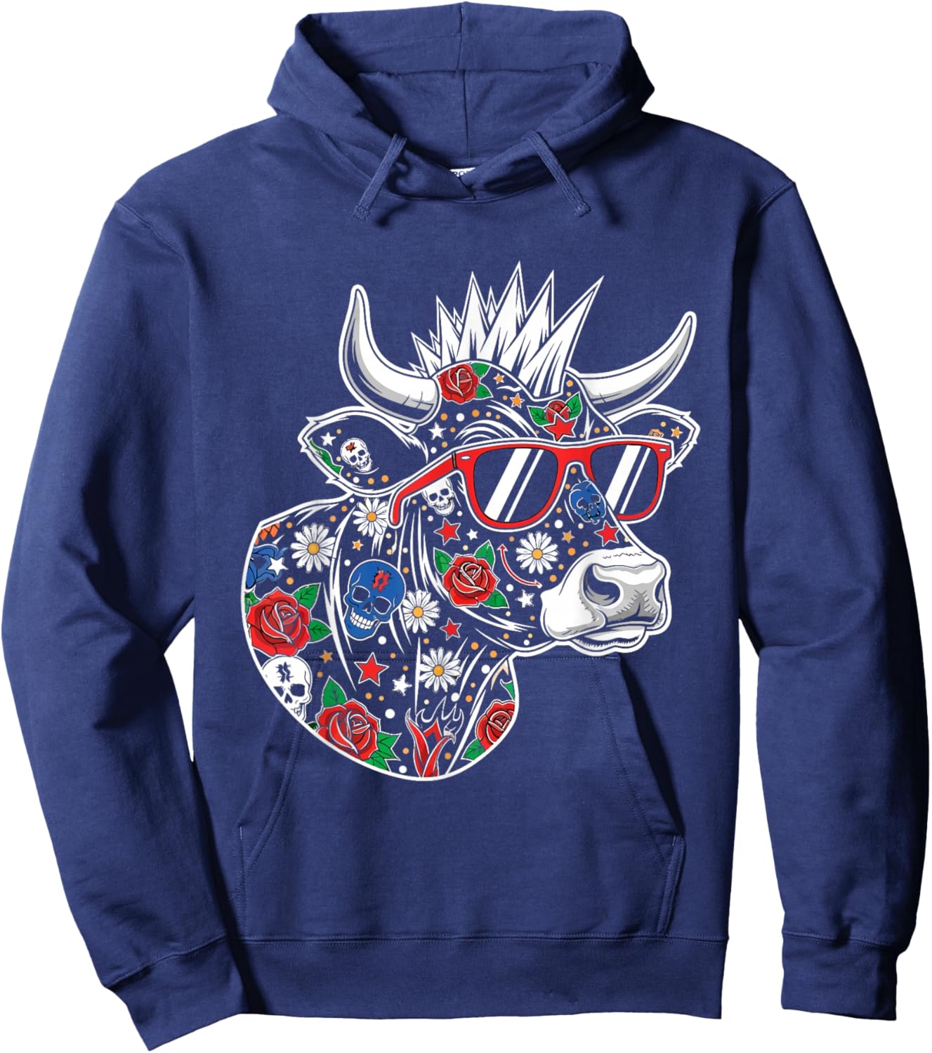 Punk Cow Punk Rocker for Toddlers Boys Kids Boys Design Hoodie - Hoodie | Navy