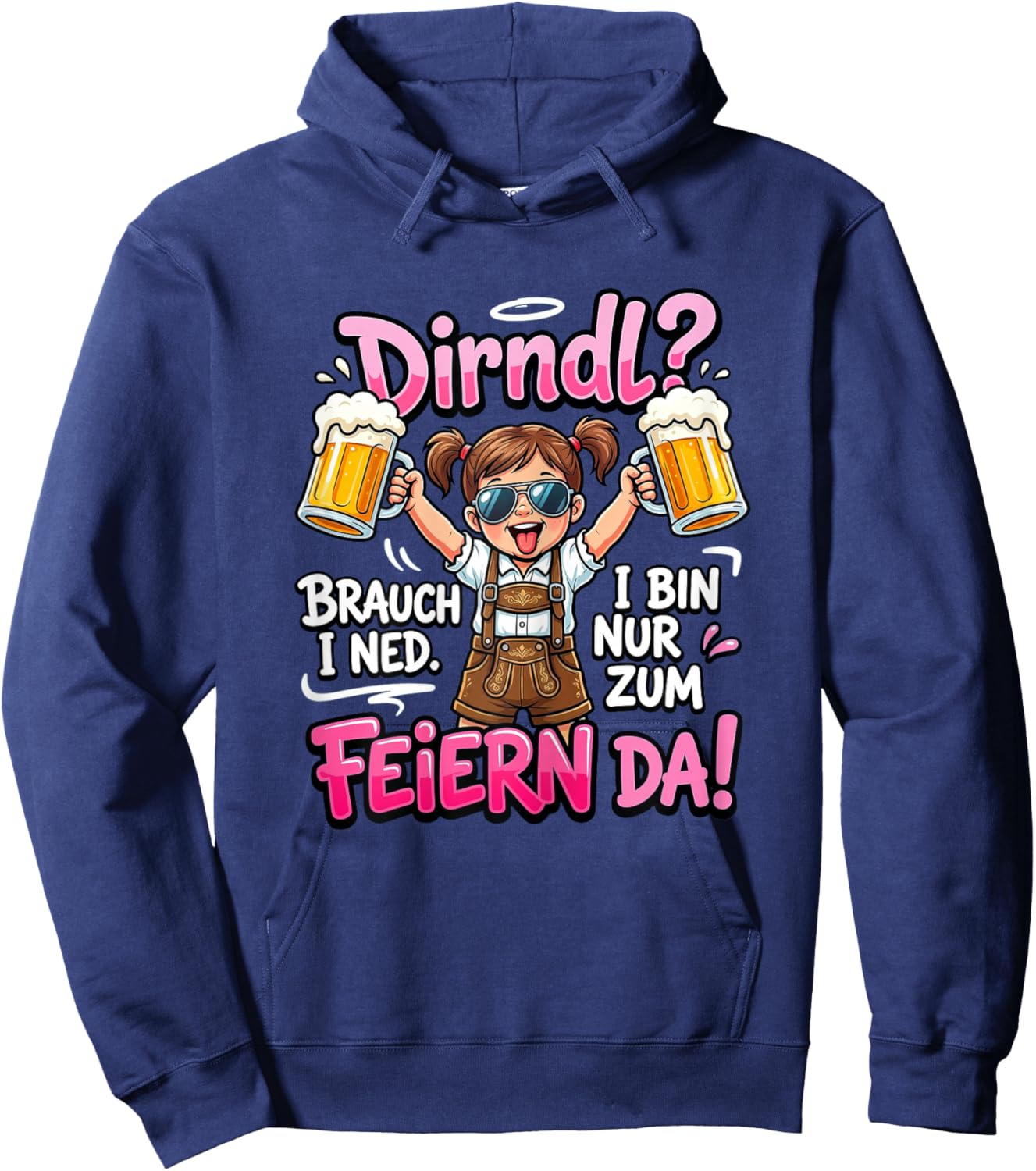 Trachten Damen Trachtenshirt Passend für Oktoberfest Hoodie - Hoodie | Navy