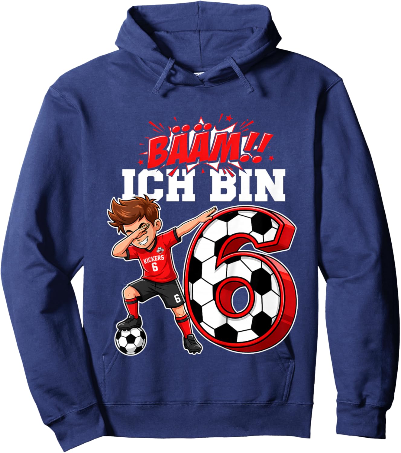 Bääm ich Bin 6 1 Geburtstag Junge 6 1 Fussball Geburtstag Hoodie - Hoodie | Navy