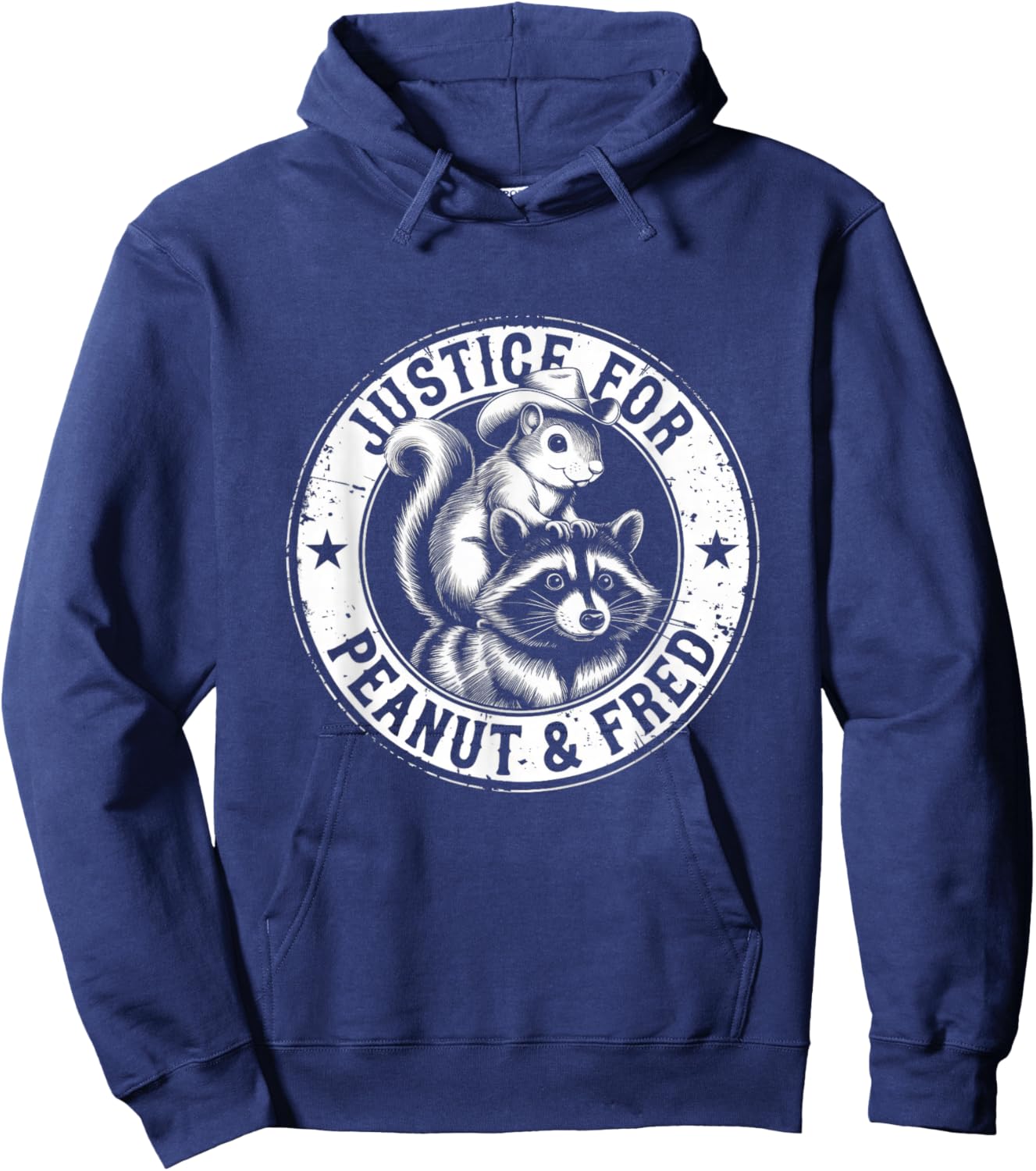 Justice For Peanut & Fred - Cute Squirrel Cowboy Hat Racoon Hoodie - Hoodie | Navy
