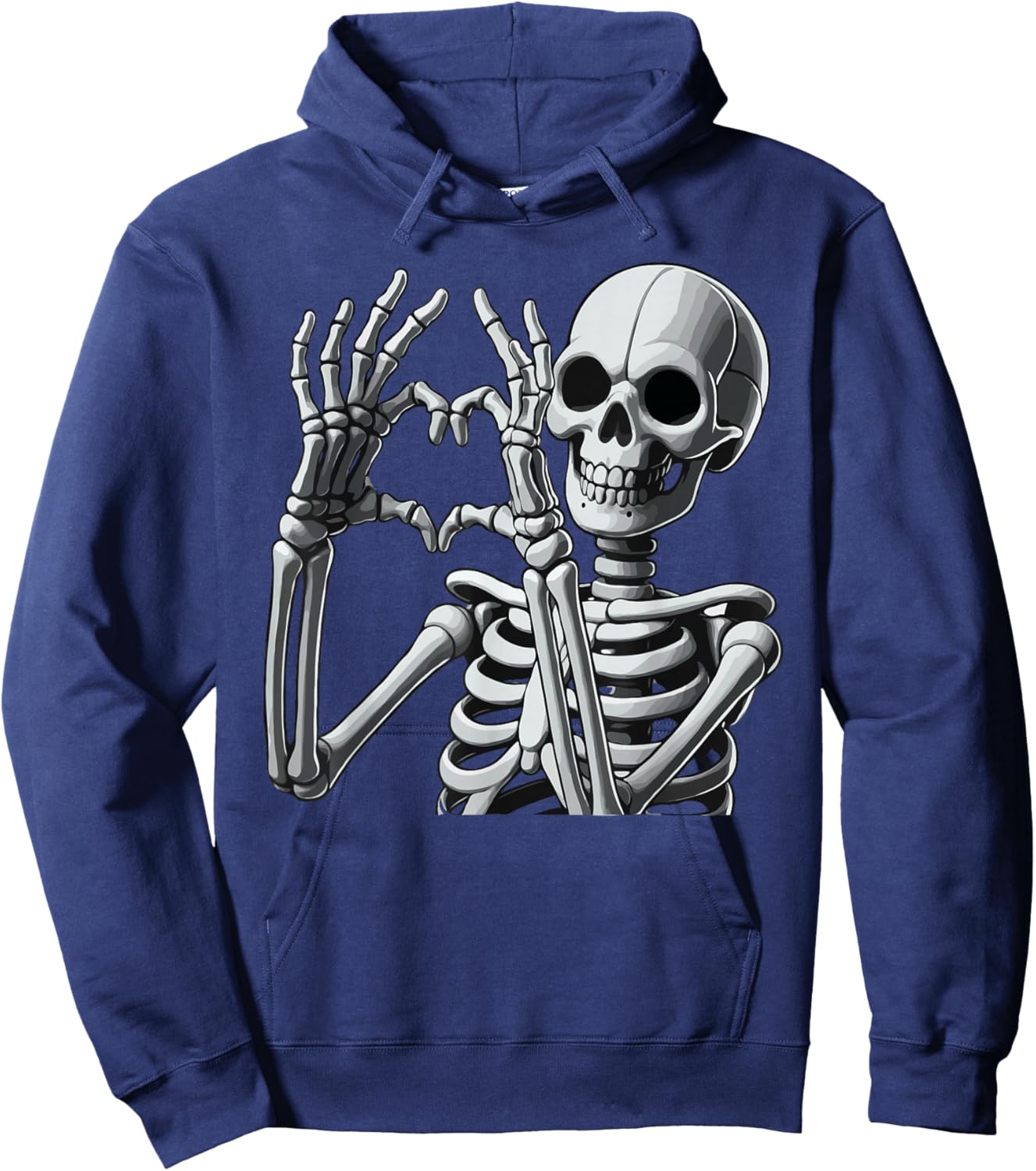 Skeleton Love Hands Halloween Finger Heart Sign Hoodie - Hoodie | Navy
