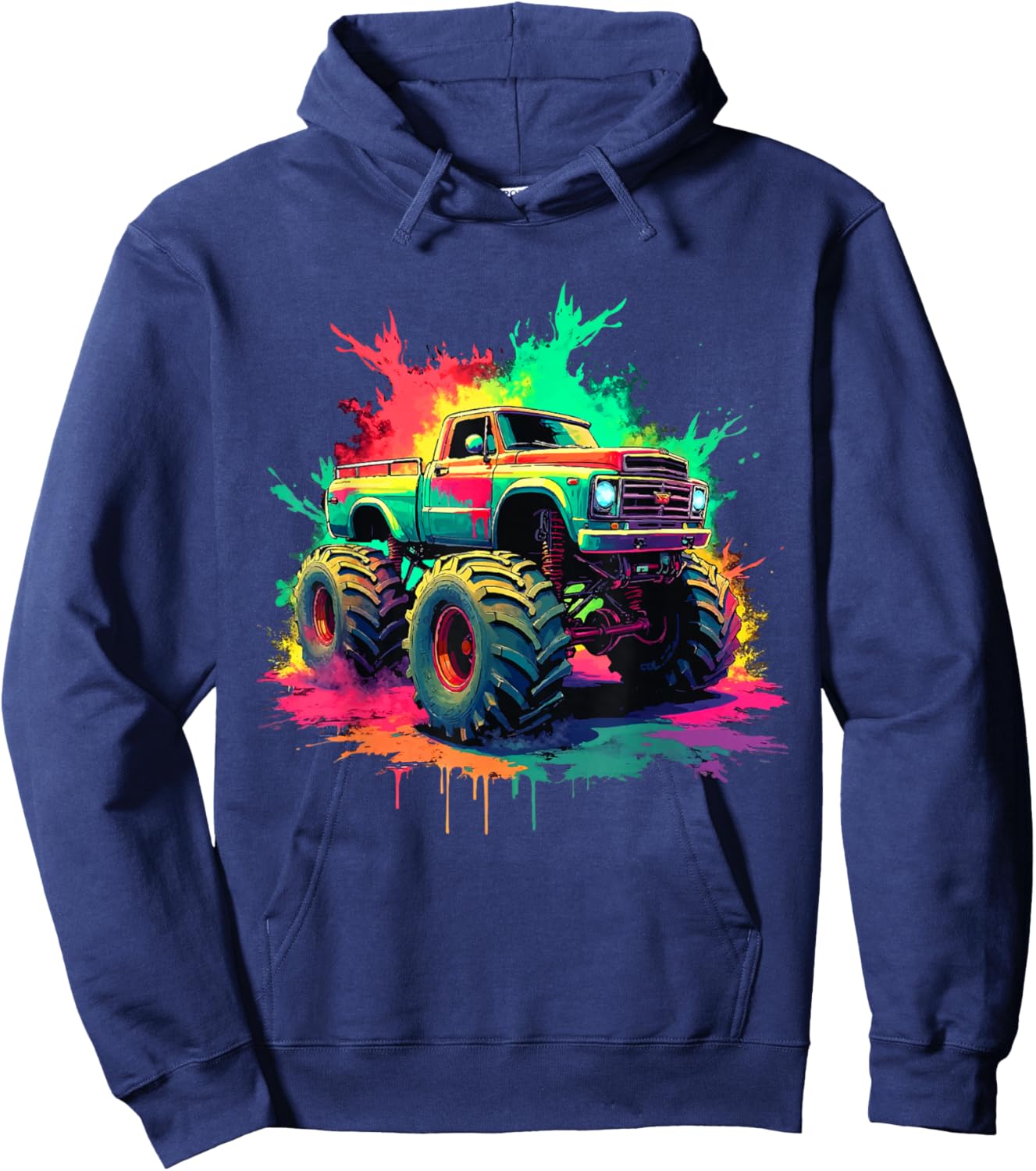 Monster Truck Children's Splash Monster Truck Boys Girls Car Hoodie - Hoodie | Navy