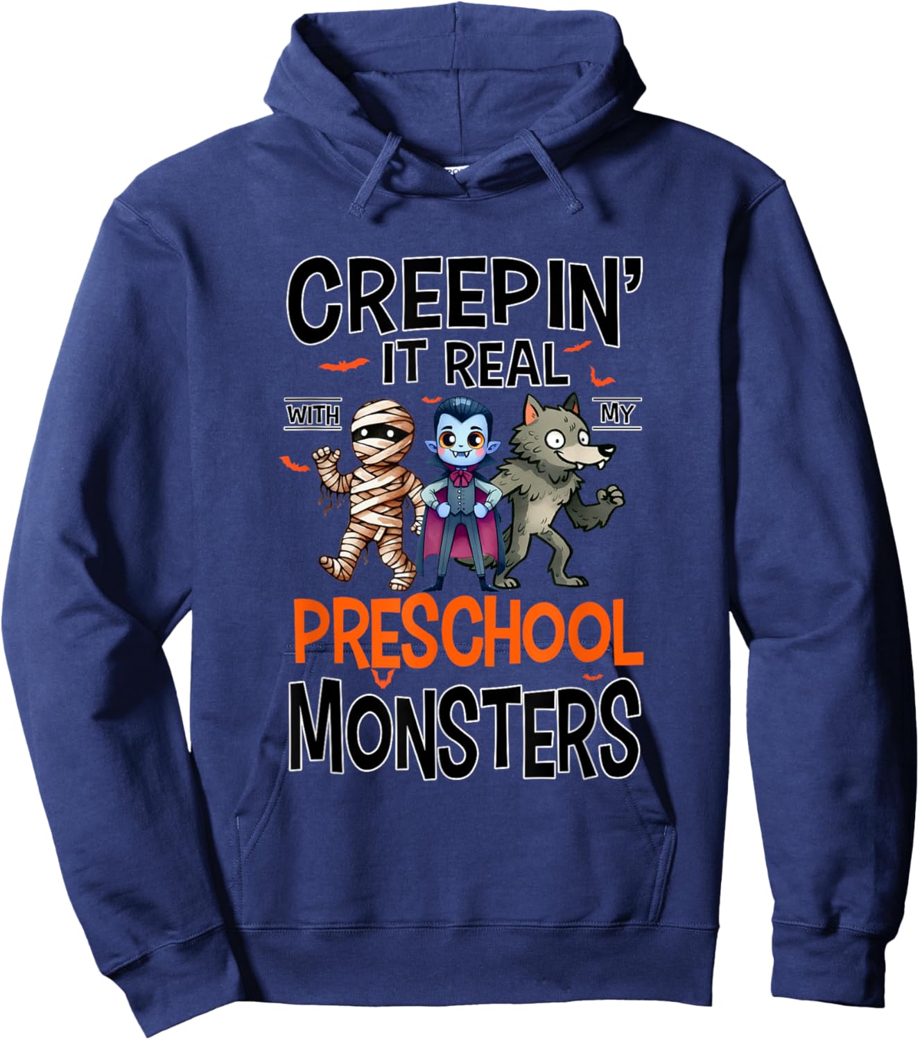 Halloween Teacher Creepin It Real With My Preschool Monsters Hoodie - Hoodie | Navy