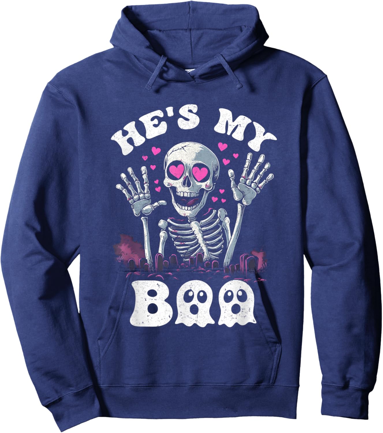 He's My Boo Matching Halloween Costume Couples She's My Boo Hoodie - Hoodie | Navy