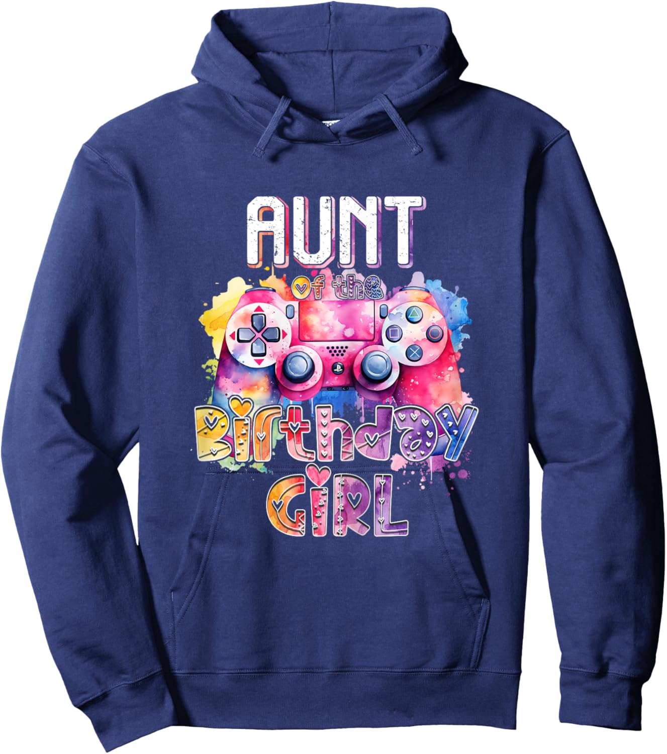 Aunt of the Birthday Girl Matching Video Gamer Birthday Hoodie - Hoodie | Navy