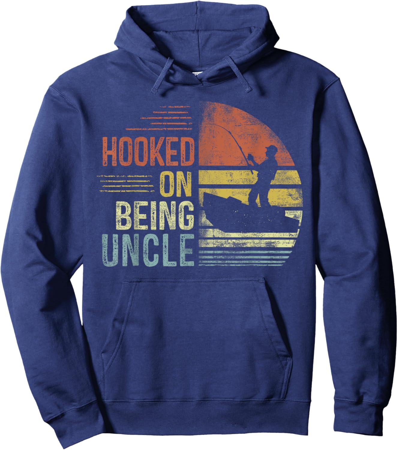 Hooked On Being Uncle Fishing Gifts Uncle Father's Day Hoodie - Hoodie | Navy
