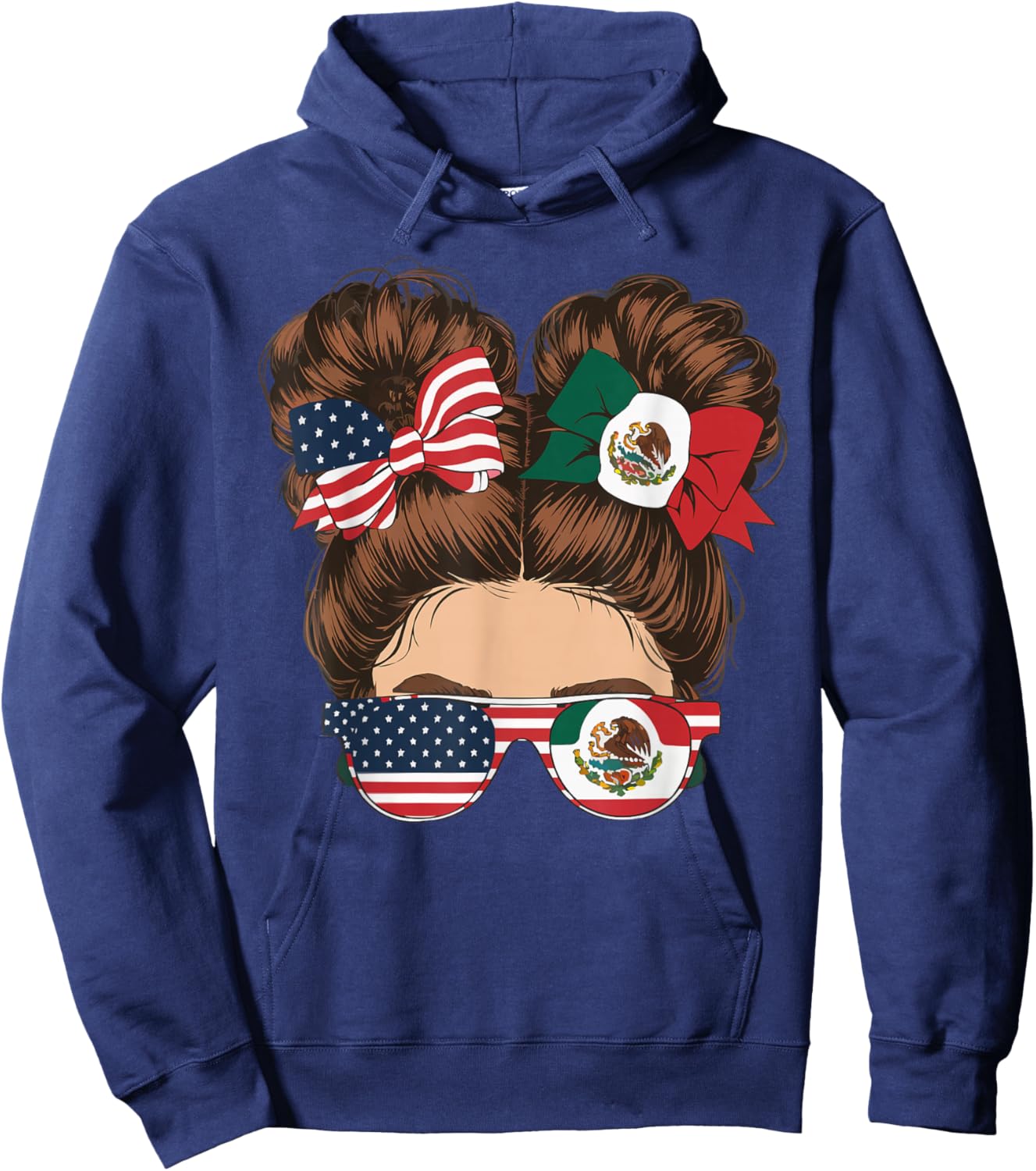 Half Mexican Half American USA Flag Mexico America Hoodie - Hoodie | Navy