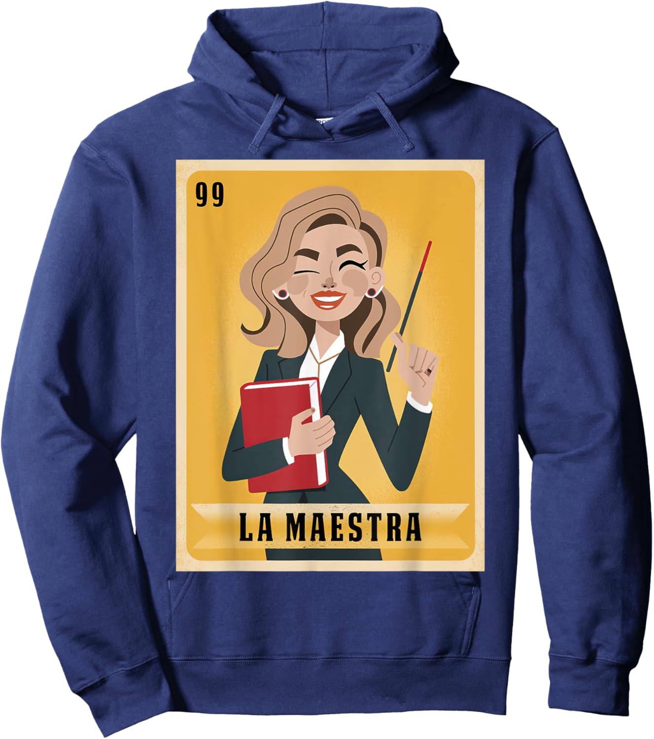 La Maestra Mexican Bingo Card Teacher Lottery Card Hoodie - Hoodie | Navy