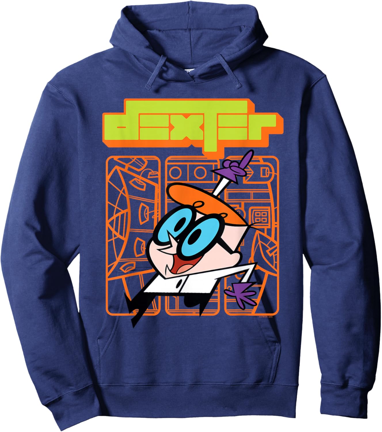 Dexter's Laboratory Modern Lab Equipment Outlines Cartoon Hoodie - Hoodie | Navy