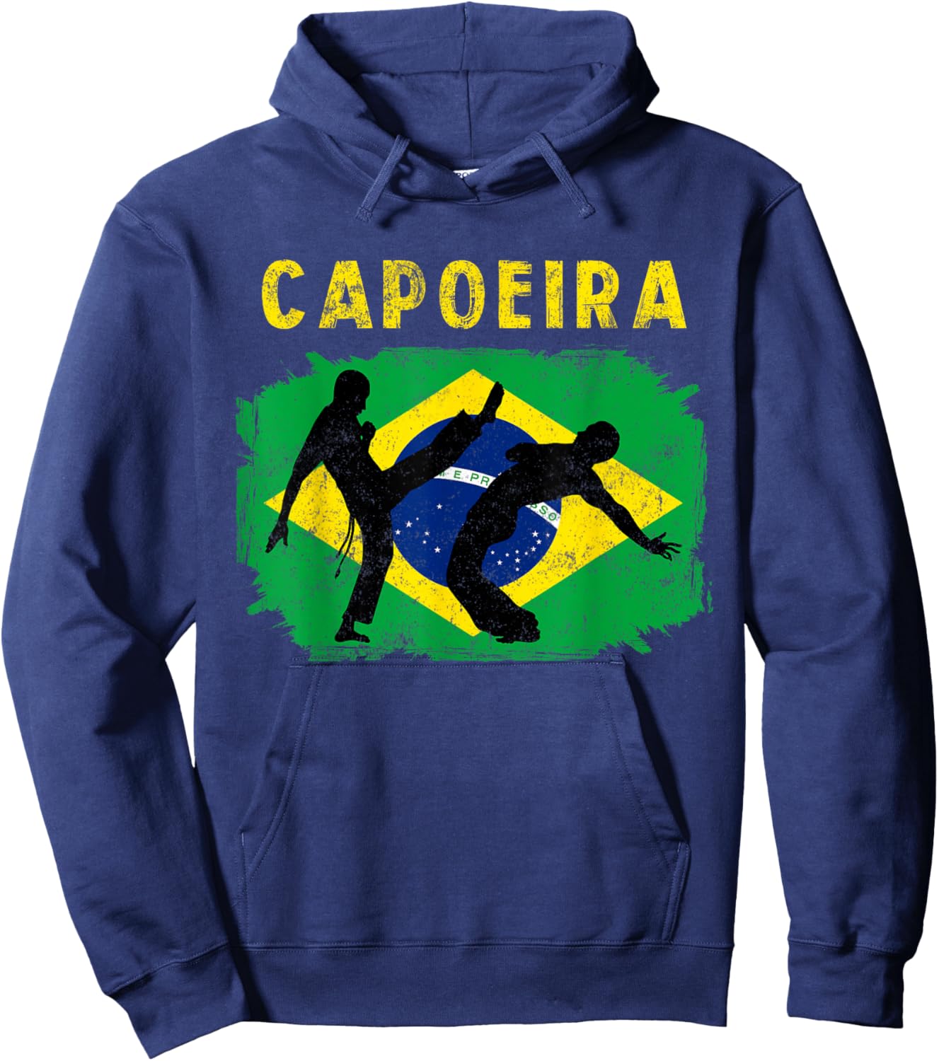 Vintage Capoeira Brazilian Flag Martial Arts Dance Fighter Hoodie - Hoodie | Navy
