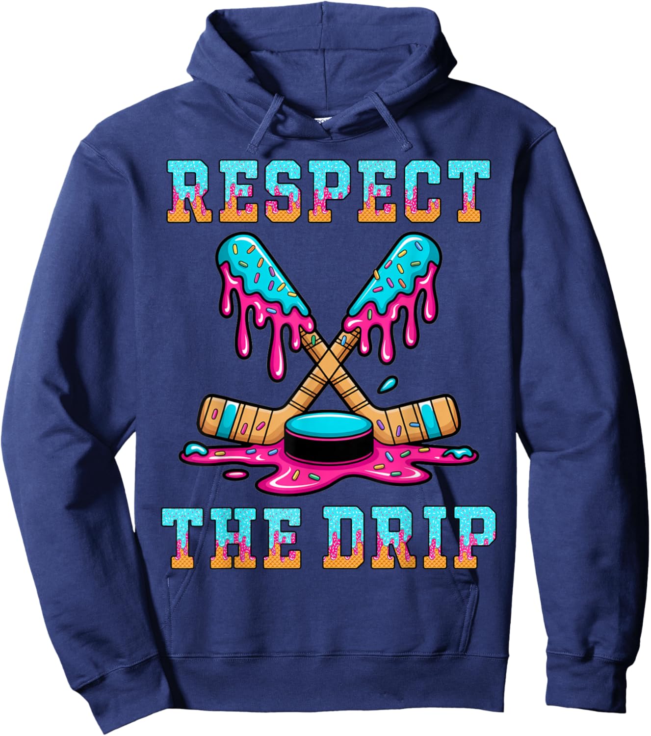 Hockey Shirts for Boys 8-12 Ice Cream Drip Stuff Gifts Kids Hoodie - Hoodie | Navy