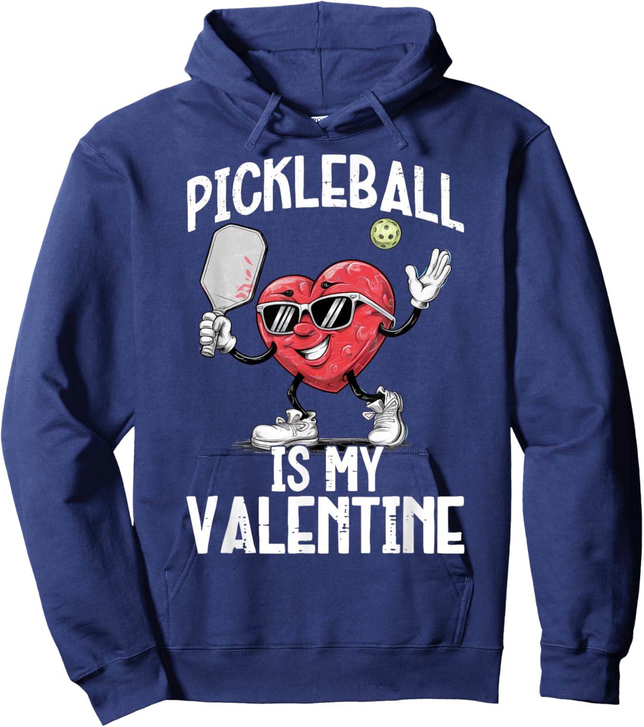 Pickleball Is My Valentine Heart Funny Valentines Day Hoodie - Hoodie | Navy