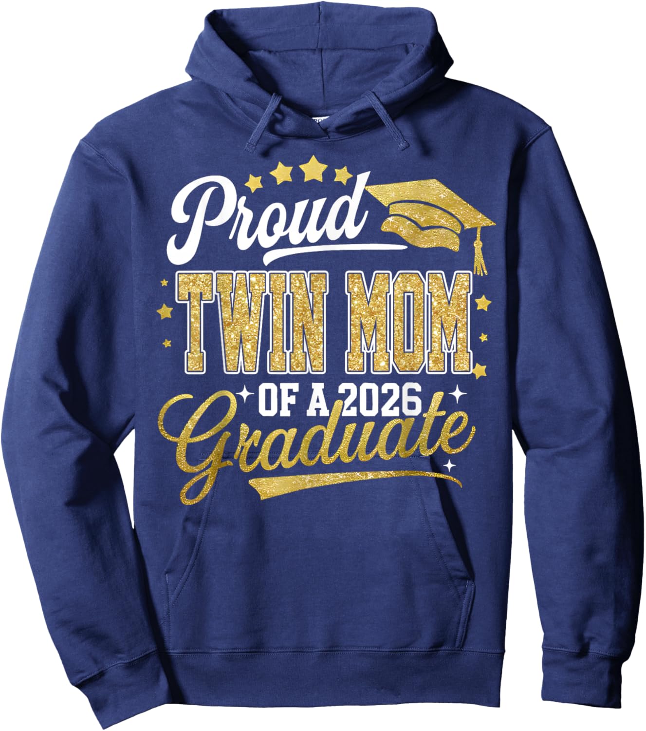 Proud Twin Mom of A Class of 2026 Graduate Senior Grad Hoodie - Hoodie | Navy