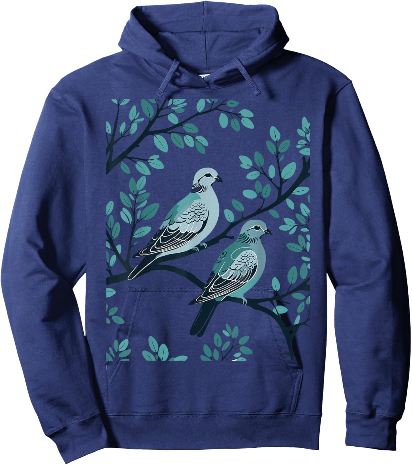 Two Turtle Doves Cut-Out Stencil-Style 3 Hoodie - Hoodie | Navy