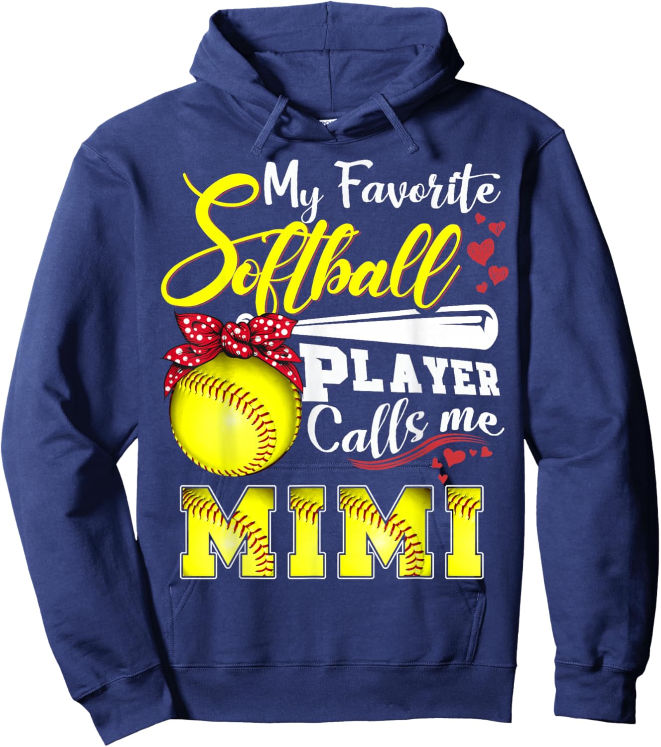 My Favorite Softball Player calls me Mimi Mothers day Hoodie - Hoodie | Navy