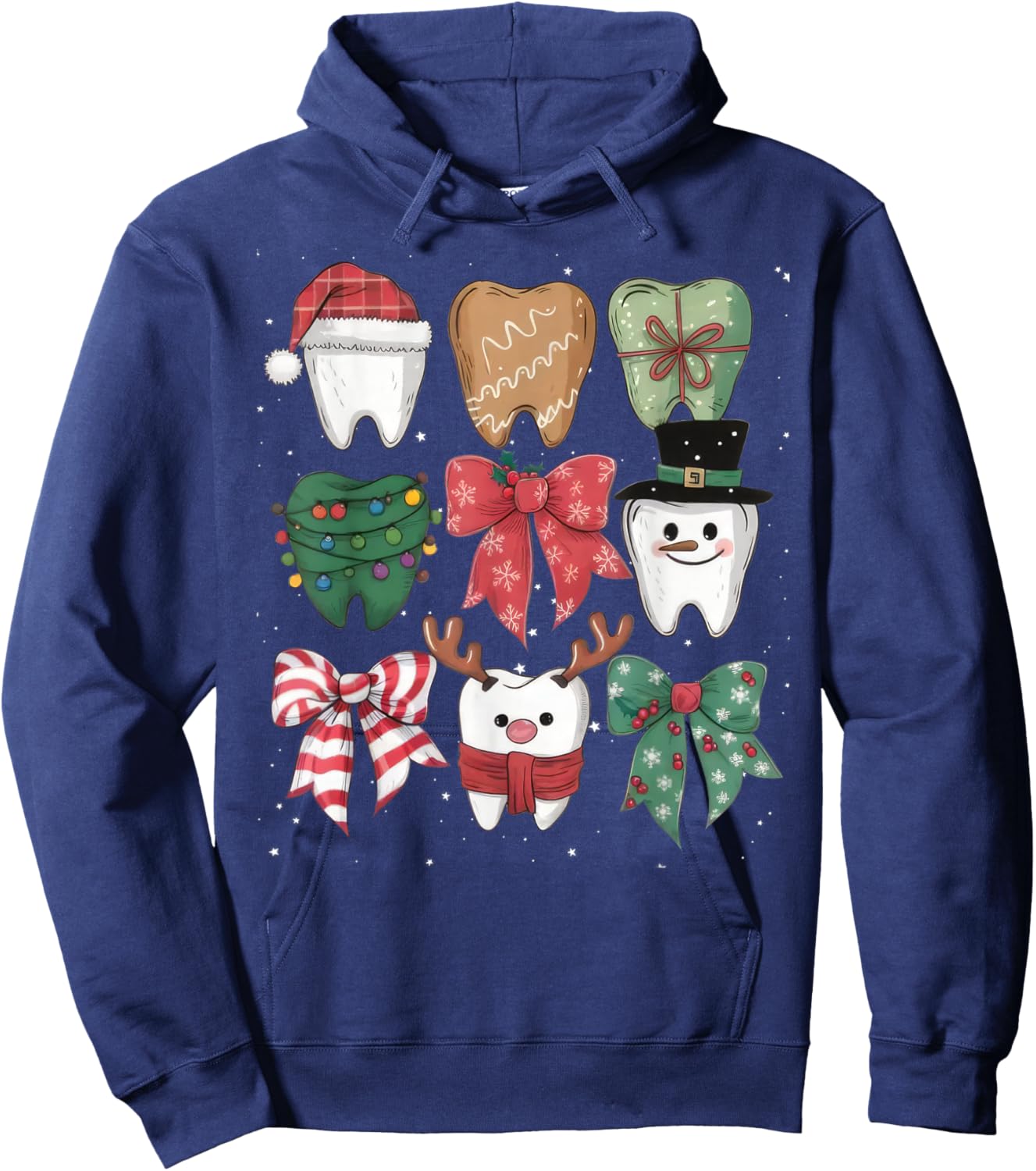 Coquette Bow Dental Christmas Dentist Teeth Dental Hygienist Hoodie - Hoodie | Navy