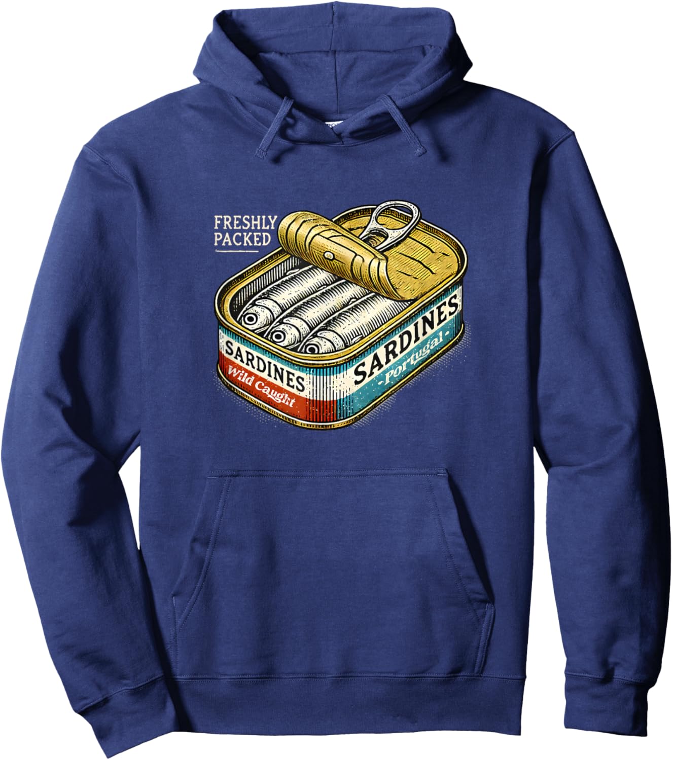 Sardines Vintage Retro Graphic Tinned Fish Portugal Sardines Hoodie - Hoodie | Navy
