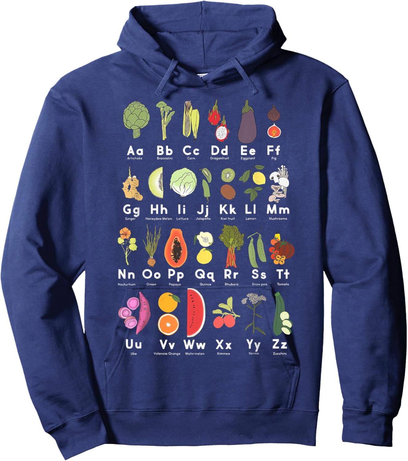 Vegetable Garden Alphabet Gardener Gardening Veggie Lover Hoodie - Hoodie | Navy