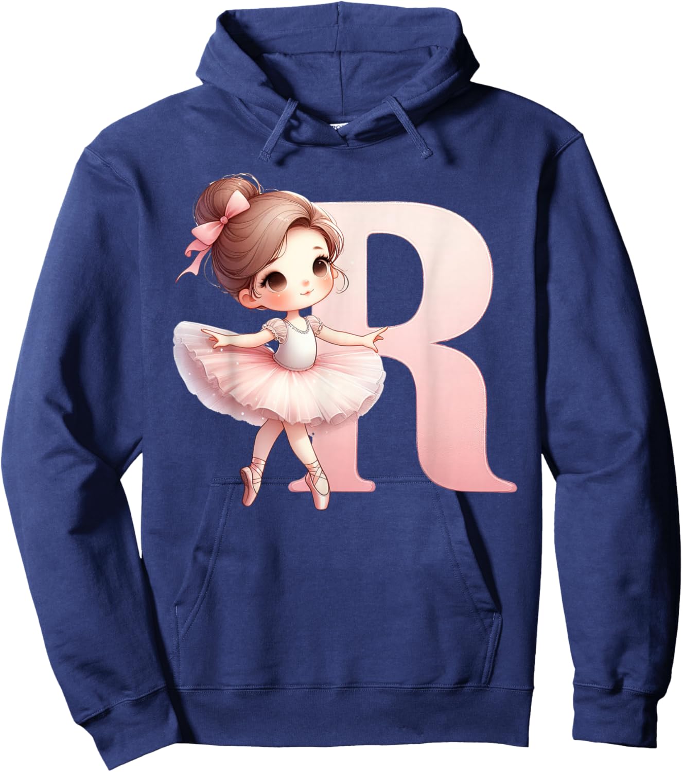 Ballerina Girl Dancing Name First Letter R Girly Tutu Ballet Hoodie - Hoodie | Navy