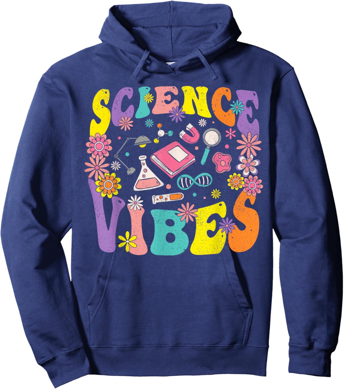 Science Vibes Retro 1st Day of Back To School Groovy Teacher Hoodie - Hoodie | Navy