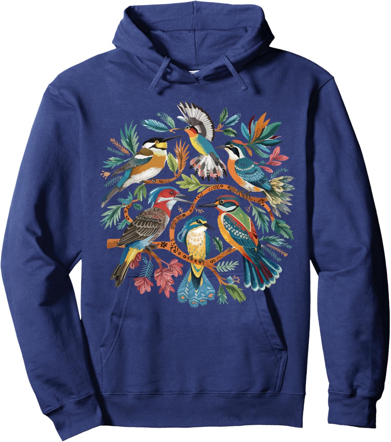 Enchanted Forest Bird Gathering Artistic Bird Watching Hoodie - Hoodie | Navy