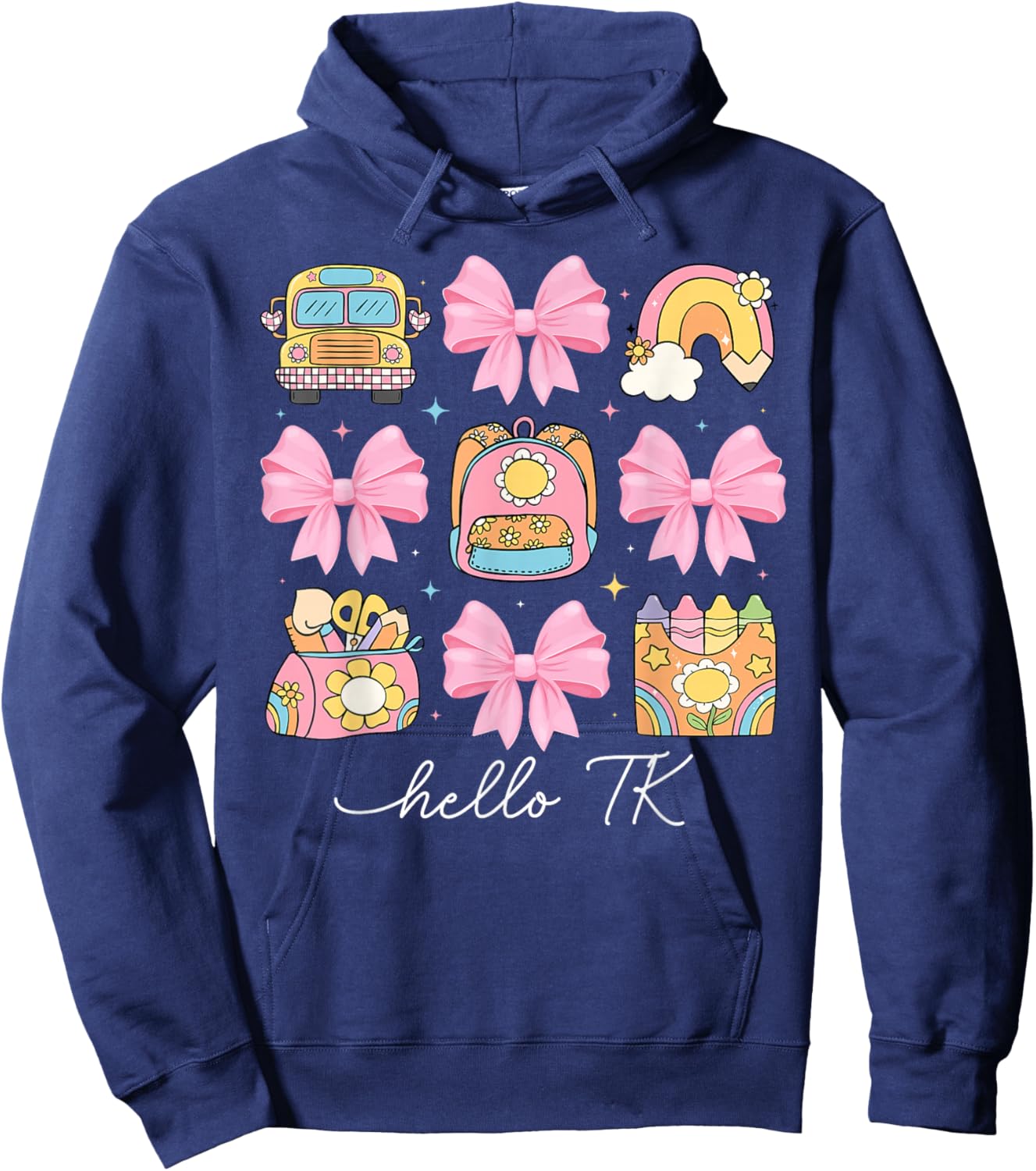Hello TK Student Coquette Transitional Kindergarten Teacher Hoodie - Hoodie | Navy
