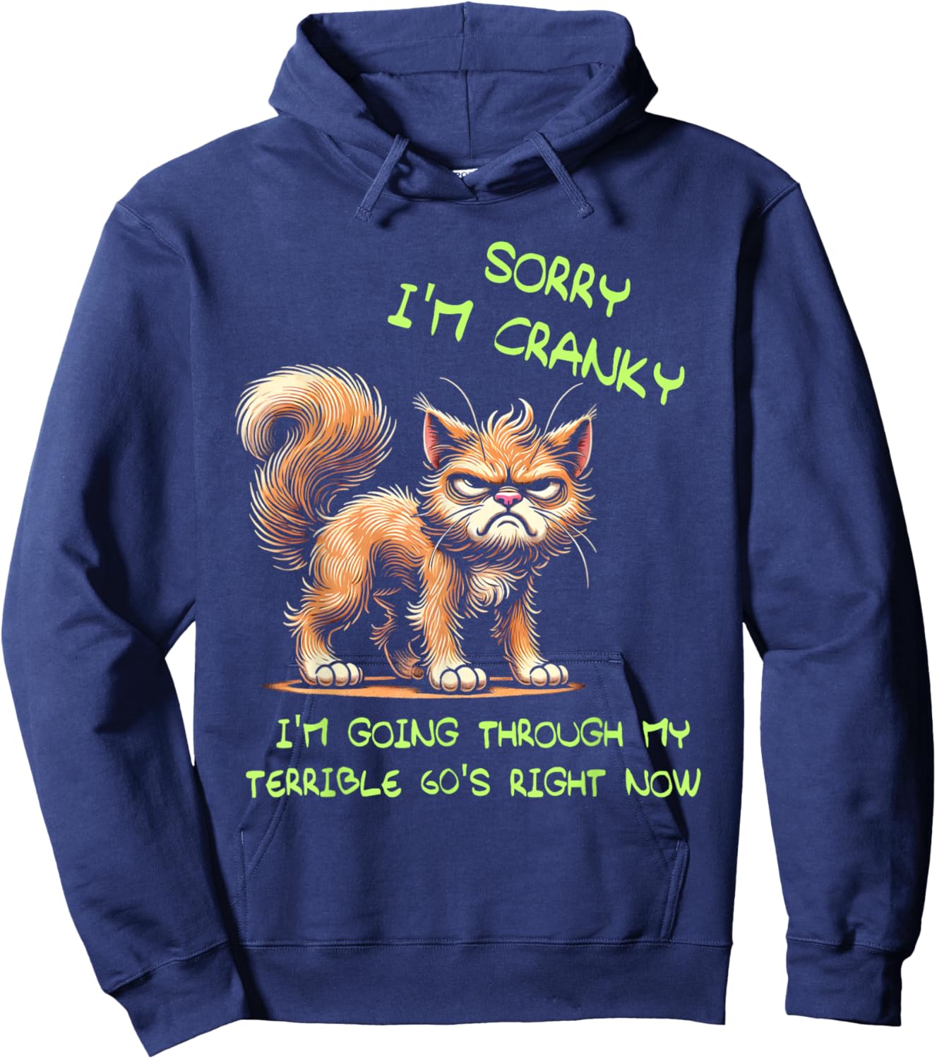 Cat Sorry I'm Cranky I'm Going Through My Terrible 60's Hoodie - Hoodie | Navy