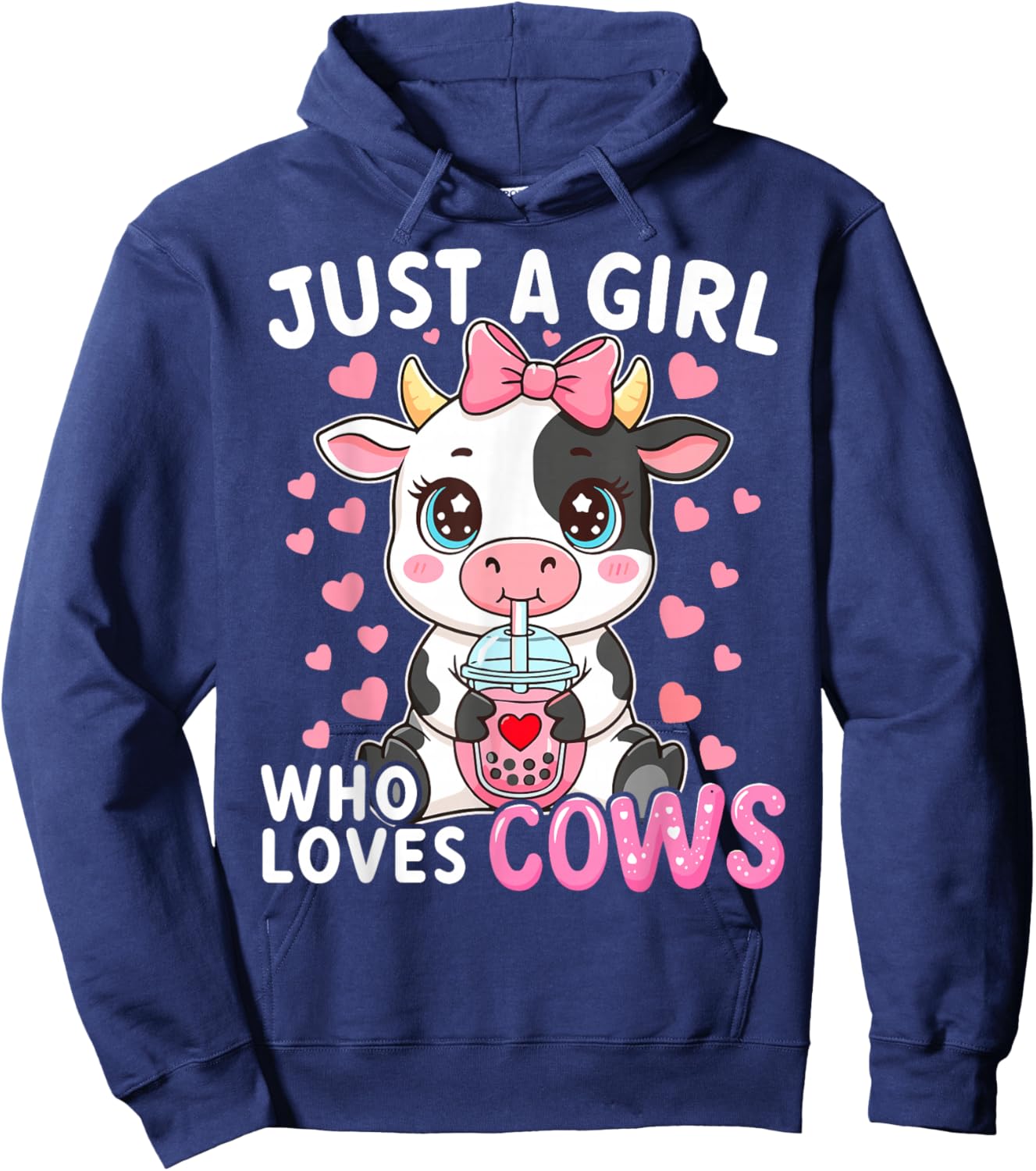 Cow Cute Just A Girl Who Loves Cows Hoodie - Hoodie | Navy