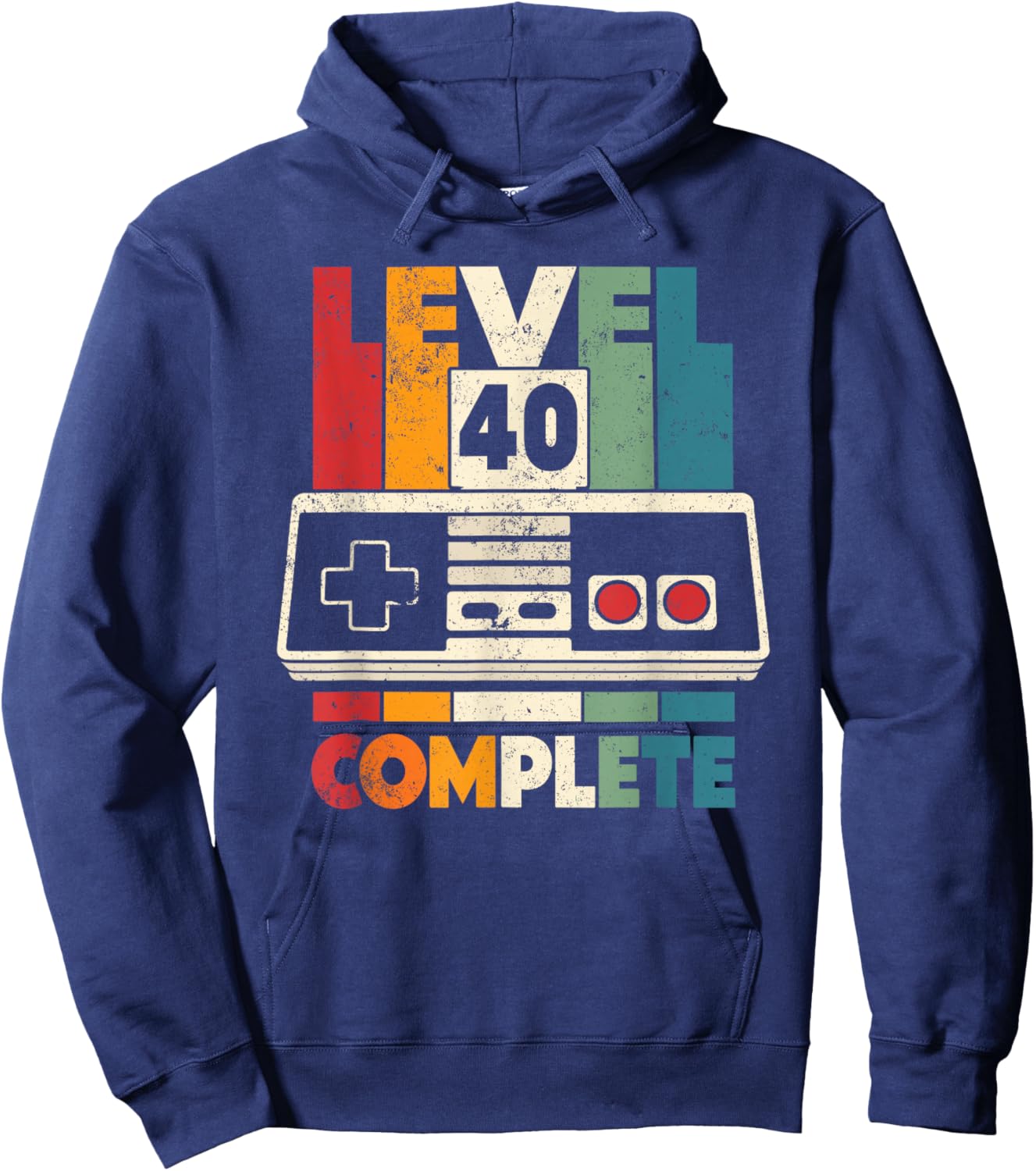 40th Wedding Anniversary Him Her Vintage Level 40 Complete Hoodie - Hoodie | Navy
