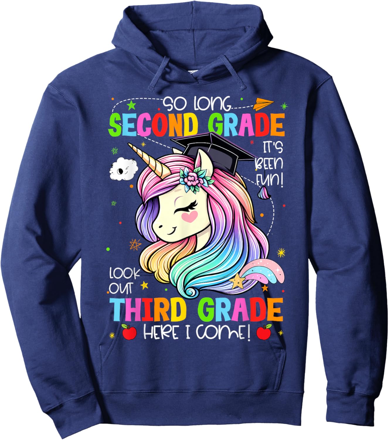 So Long 2nd Grade It's Been Fun Look Out 3rd Grade Unicorn Hoodie - Hoodie | Navy