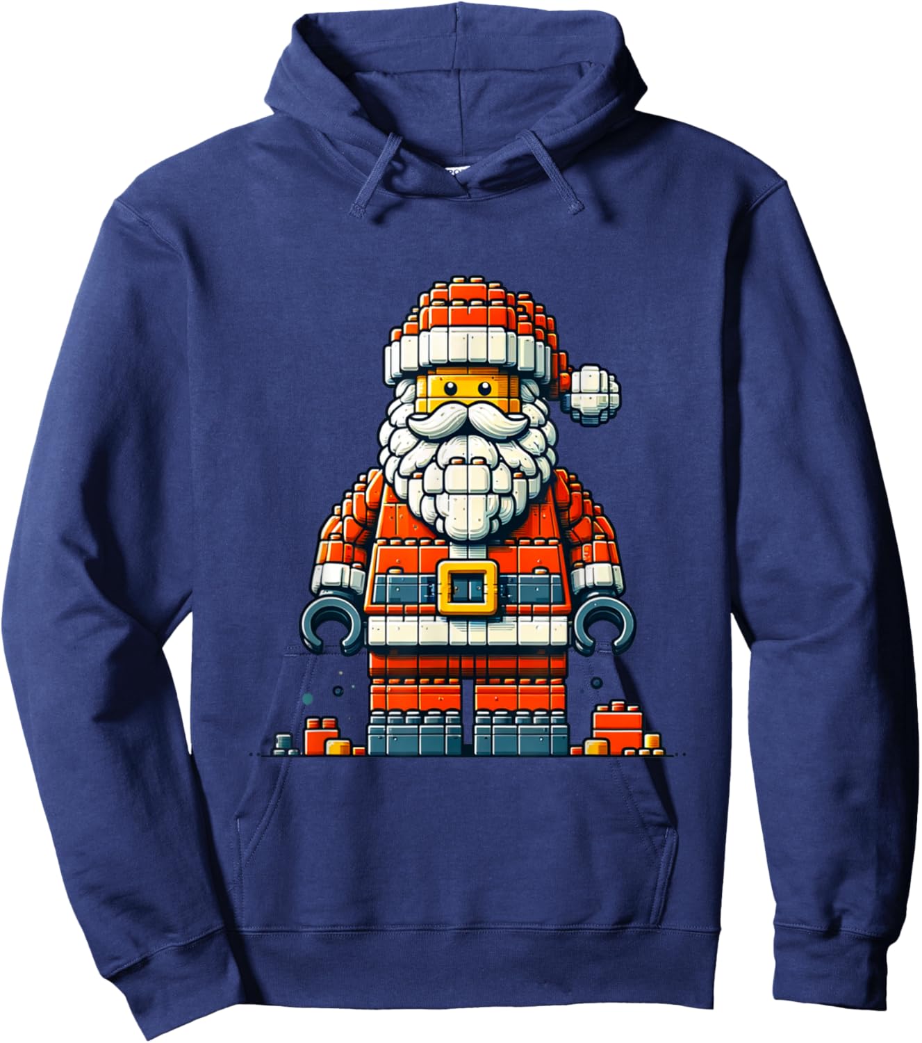 Christmas Builder Block Brick Building Santa Face Boys Hoodie - Hoodie | Navy