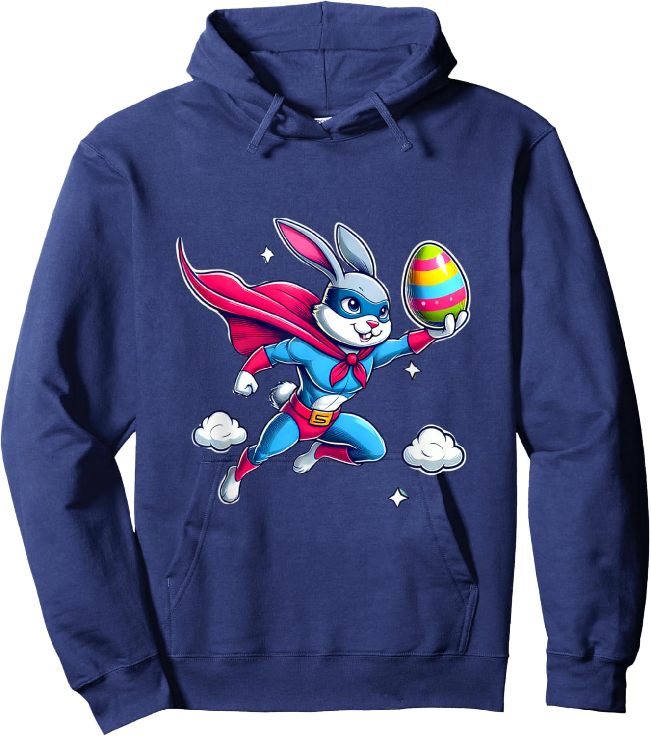 Superhero Bunny Easter Egg Hunt Cute Kids Hoodie - Hoodie | Navy