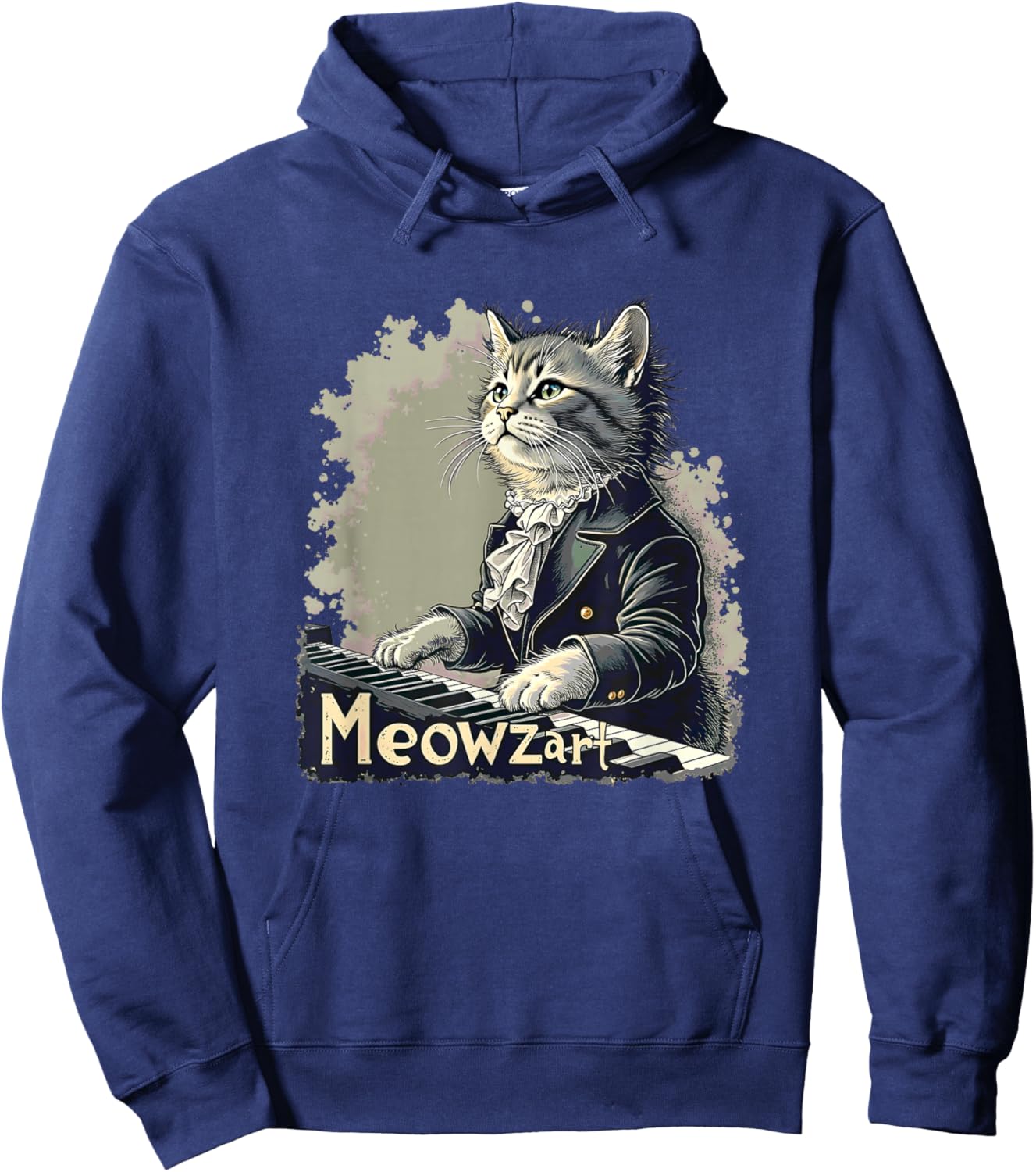Meowzart Cat Mozart Piano Composer Classical Music Pianist Hoodie - Hoodie | Navy
