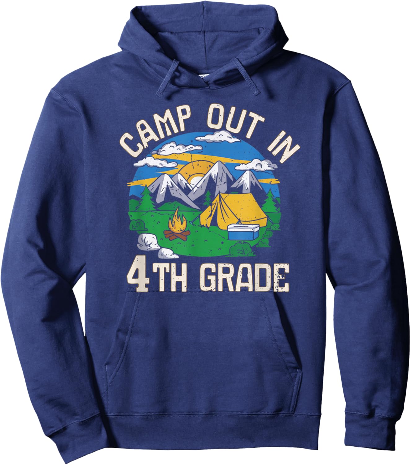 Camp out In 4th Grade Funny Camping Lovers Back to School Hoodie - Hoodie | Navy