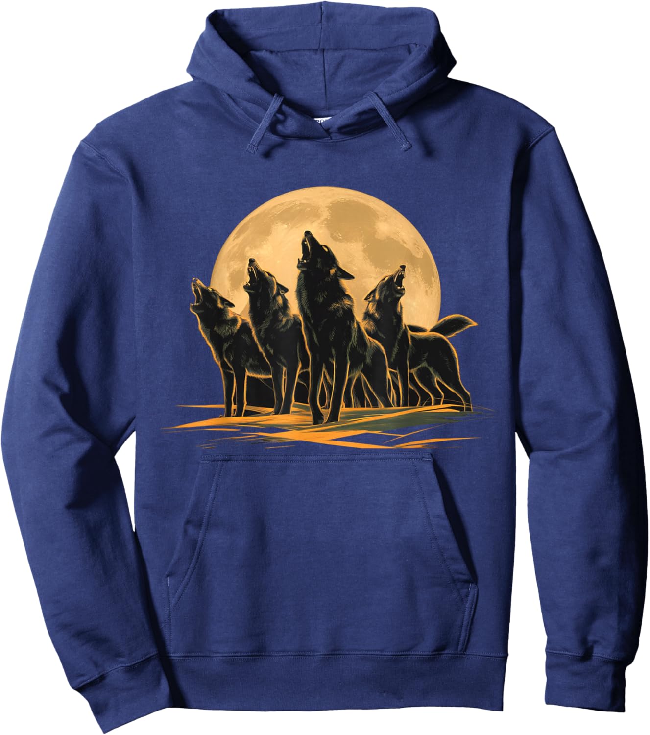 Four Wolves Howling at the Moon Hoodie - Hoodie | Navy