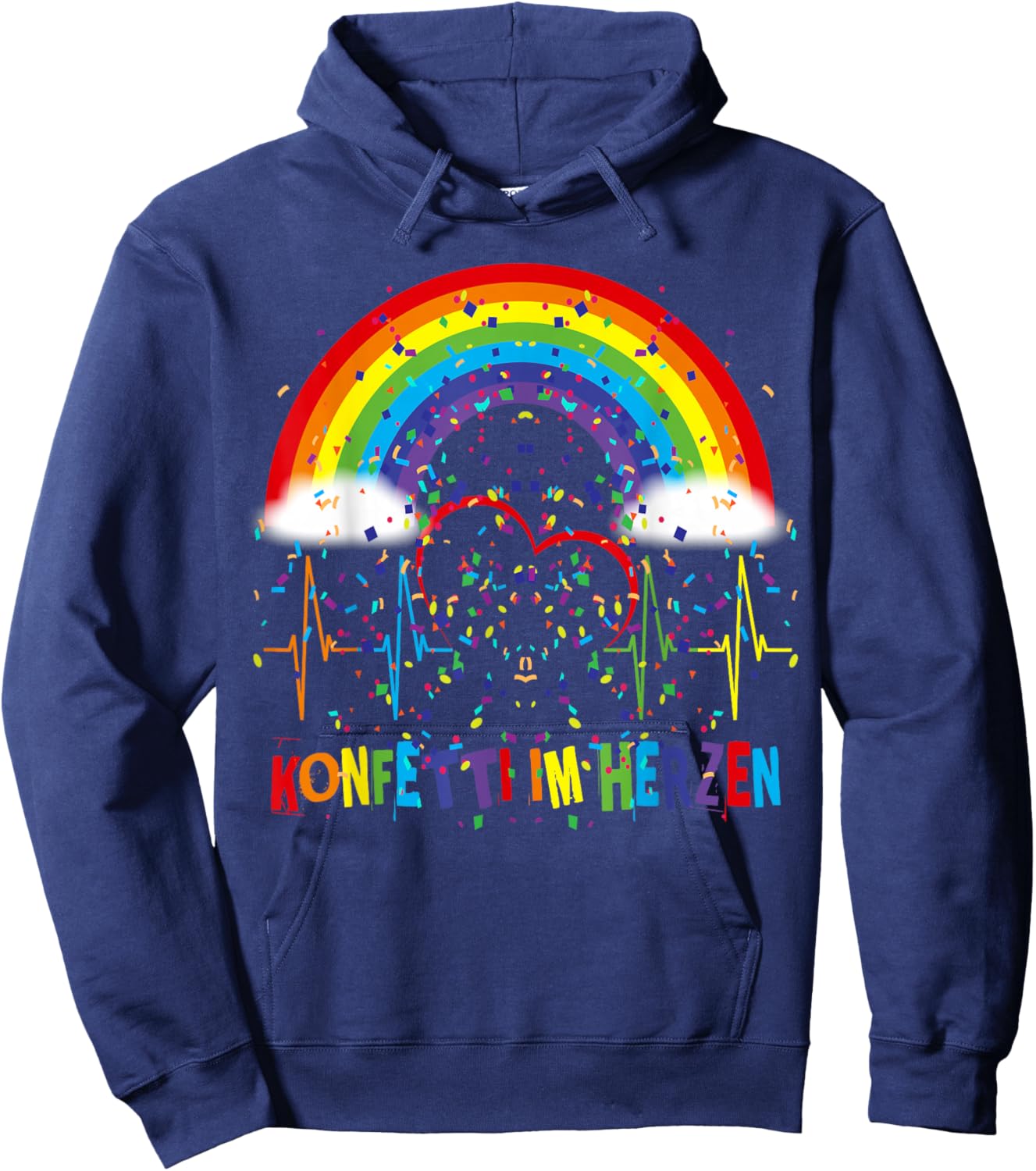 Funny Fancy Dress Party Saying Confetti in Heart Rainbow Hoodie - Hoodie | Navy