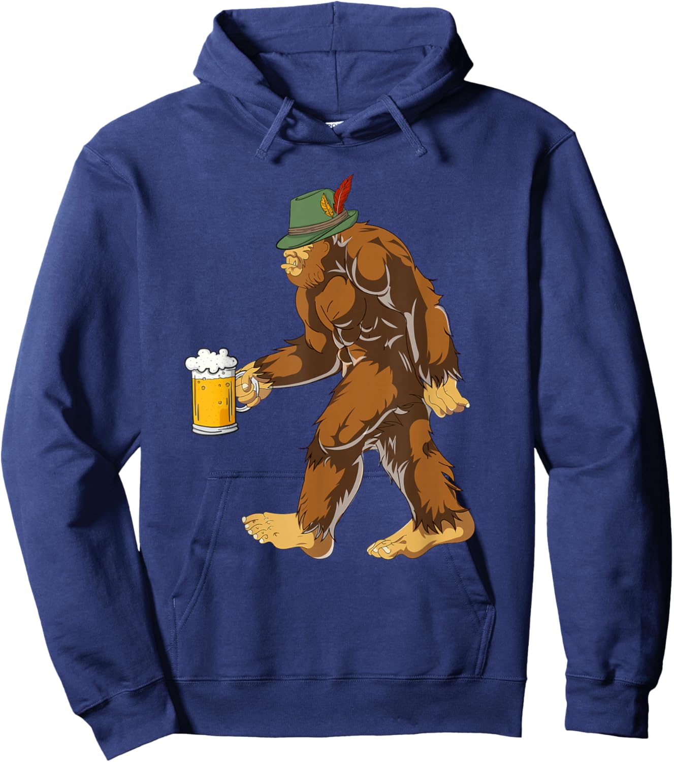 German Bigfoot Lederhosen Funny Beer Oktoberfest Hoodie - Hoodie | Navy