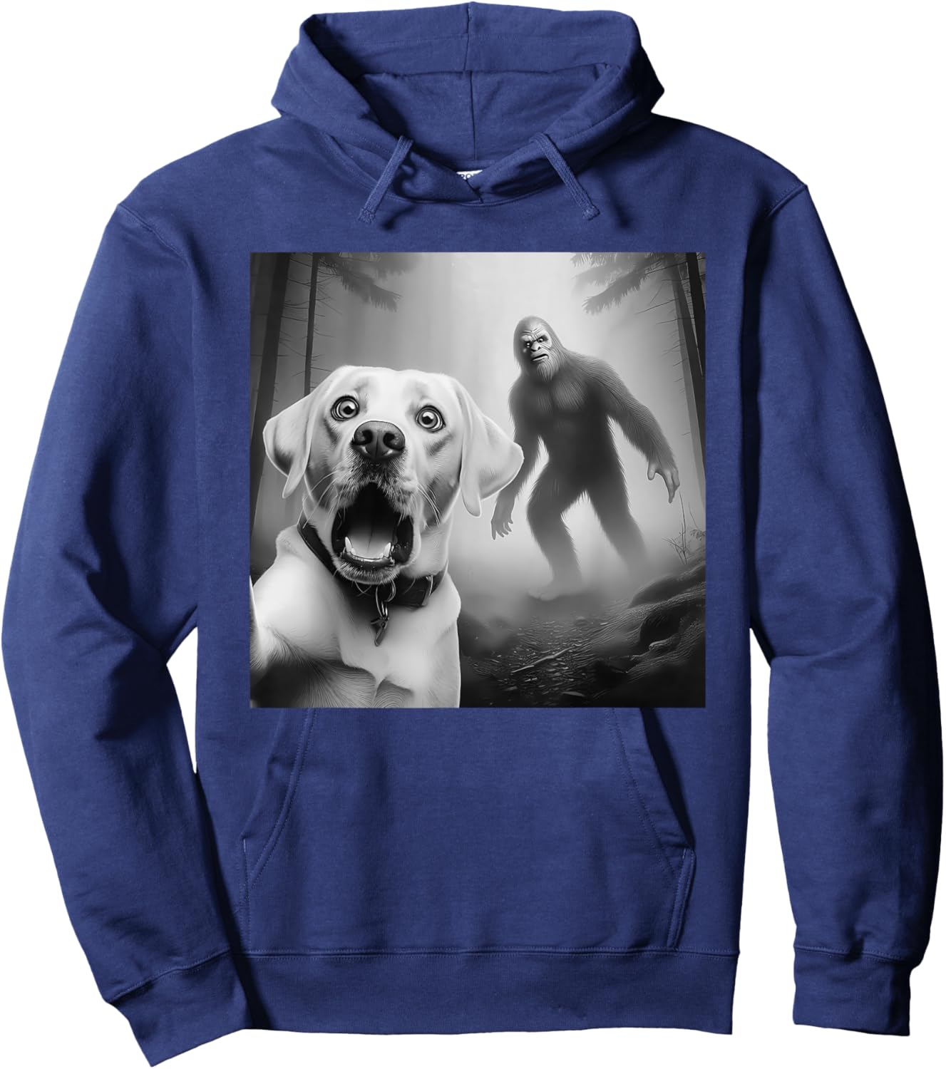 Funny Labrador retriever Selfie with bigfoot sasquatch Hoodie - Hoodie | Navy