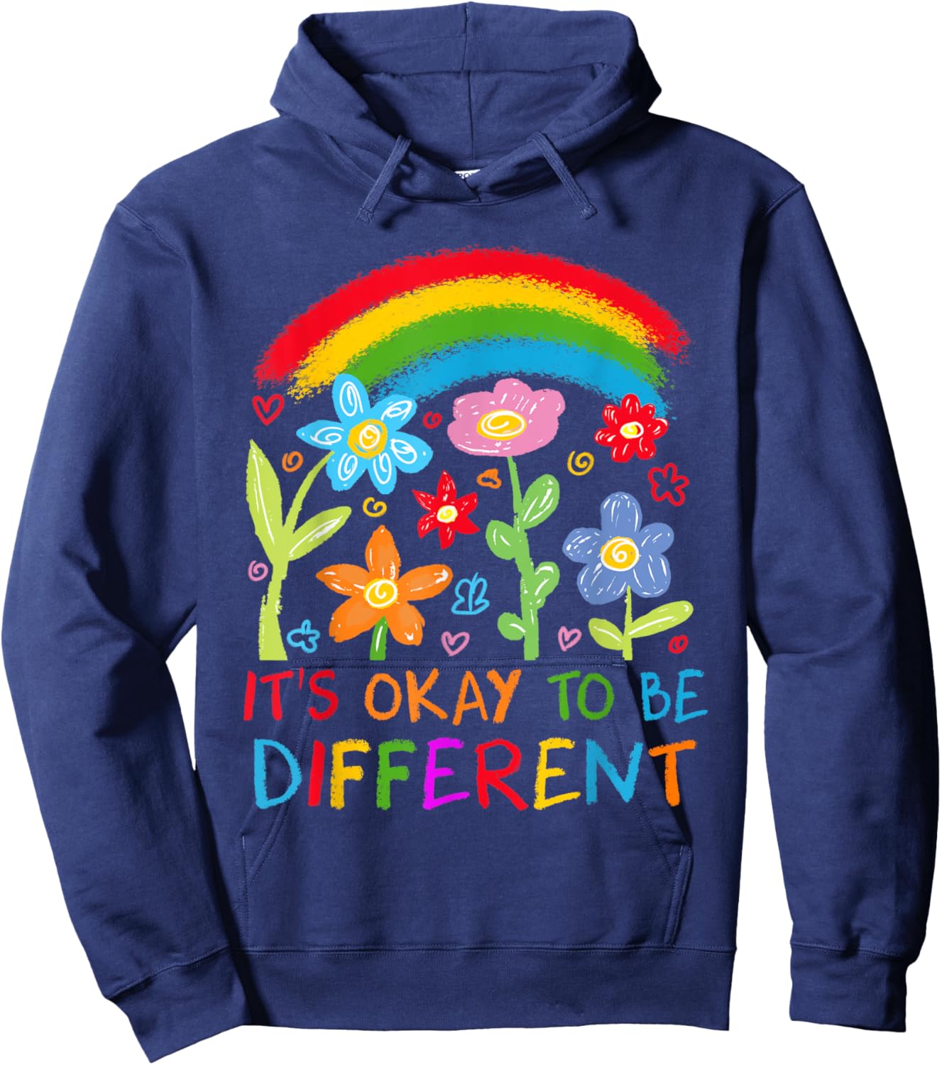 It's Okay To Be Different Rainbow Autism Awareness Hoodie - Hoodie | Navy