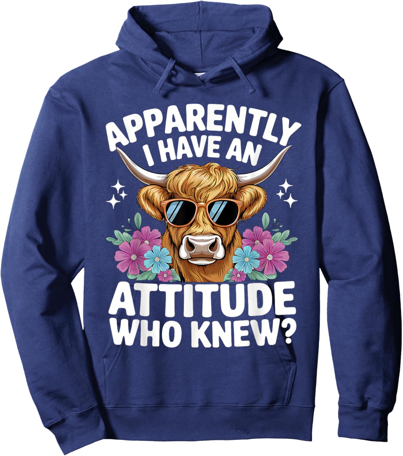 Apparently I Have An Attitude Who Knew Bleached Highland Cow Hoodie - Hoodie | Navy